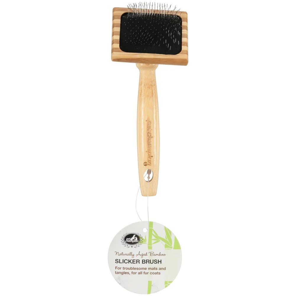 Pet Champion Naturally Aged Bamboo Slicker Brush